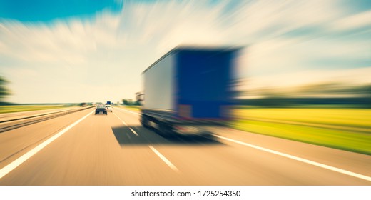 Truck on a highway, traffic