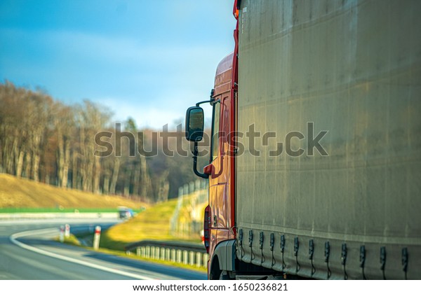 Truck on the Road in\
Poland.