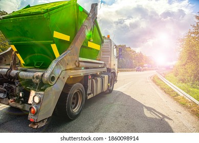 truck on the road, Urban recycling waste and garbage services  ,