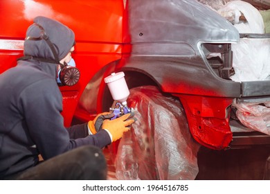 Truck Painting In Red, Car Body Repair