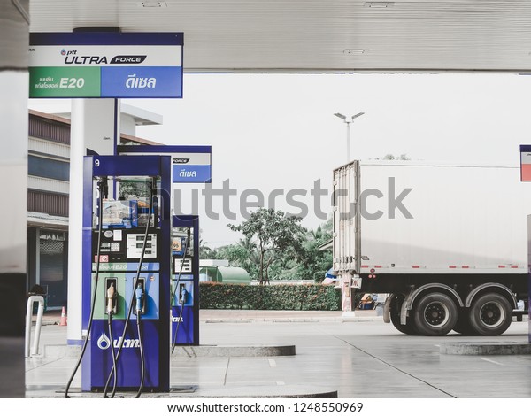 truck park in gasoline station 04/12/2018\
Rachaburi Thailand