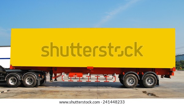 Truck parking on blue sky\
background