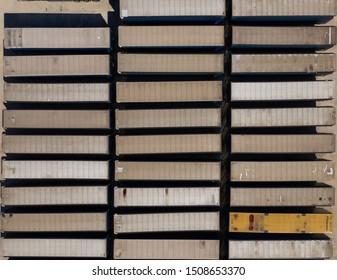 Truck Parking Stock Aerial Topshot