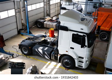 Truck Repair Workshop. View From Above