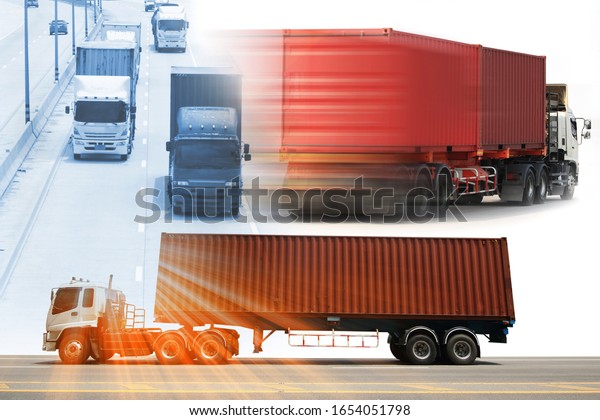 Truck run on road, Drive on road, transportation\
logistics concept