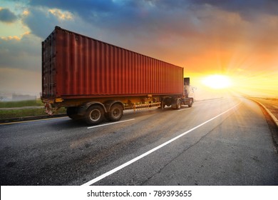 Truck run on road, transportation logistic concept