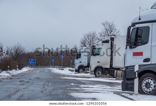 Truck service area in\
winter