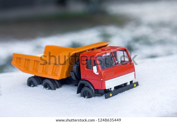 truck in the snow on snow\
background
