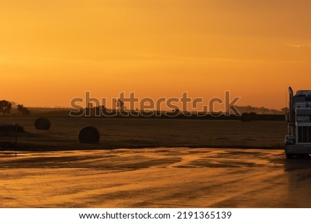 truck stop at the sunset