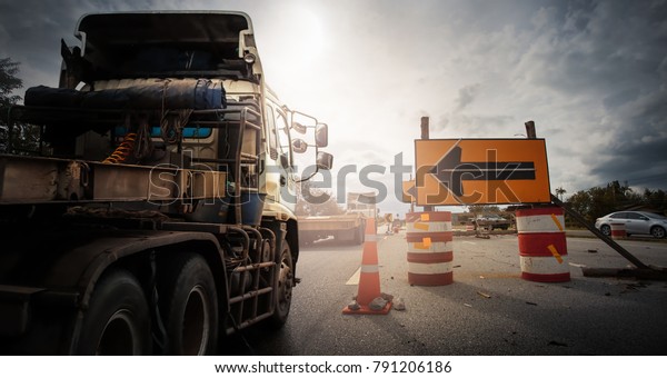 Truck with Traffic cones and \