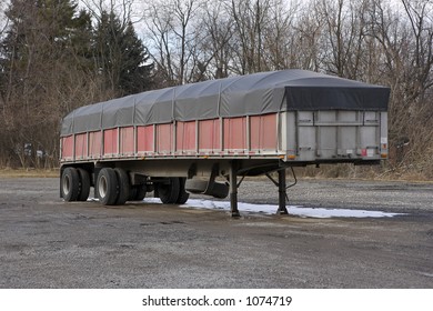 Truck Trailer With Tarp Covering Load