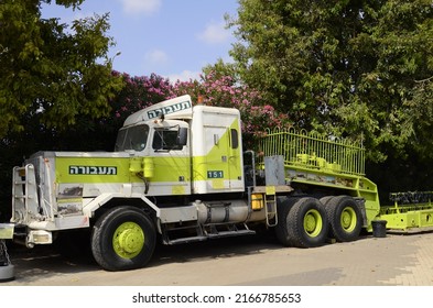 Truck And Transport Museum. Ramla Israel June 2022 Autocar DC66 1984 Year. Giant Vintage Truck. A Real American Truck. Made In USA