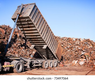 truck unloading metal scrap
