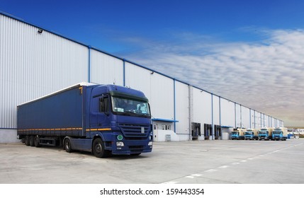 Truck at warehouse building