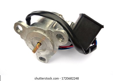 Truck Wheel Speed Sensor Isolated On While Background. Spare Parts.