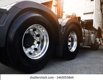 Truck Wheels And A New Truck Tires Of Semi Truck.