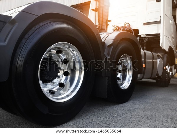 truck wheels\
and a new truck tires of semi\
truck.