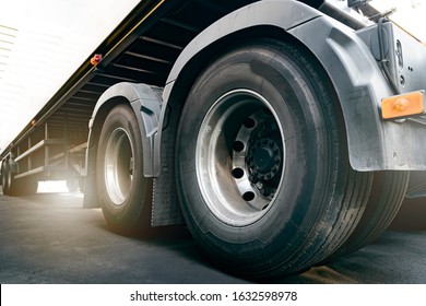 Truck wheels and tires of a truck trailer