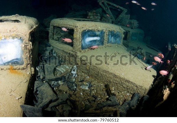 Trucks on the wreck of\
the Thistlegorm