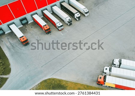 Trucks Positioned at Warehouse Loading Bays