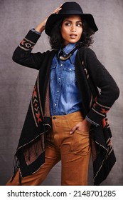 True Grit. Studio Shot Of A Beautiful Young Ethnic Woman Wearing A Mexican-style Outfit.