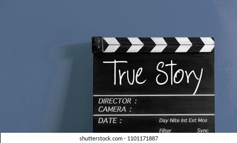 True Story Title On Wooden Clapper Board