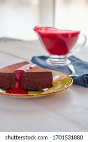 Truffle Cake With Raspberry Coulis