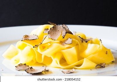 Truffles pasta.Restaurant menu plate.Autumn dish.