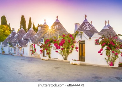 Trulli houses in Alberobello city, Apulia, Italy.