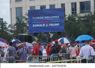 Trump Rally At The Amway Center ,Orlando,Florida On A Hot Summer Day  June,18,2019