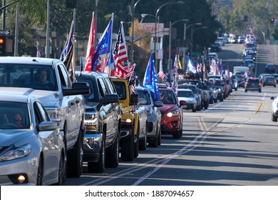 Trump Supporters Take Part In A Car Parade Along The Rose Parade Route On Colorado Blvd In Pasadena, California, On Friday, Jan. 1, 2021. 