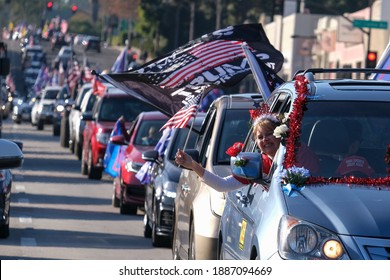 Trump Supporters Take Part In A Car Parade Along The Rose Parade Route On Colorado Blvd In Pasadena, California, On Friday, Jan. 1, 2021. 