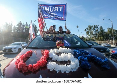 Trump Supporters Take Part In A Car Parade Along The Rose Parade Route On Colorado Blvd In Pasadena, California, On Friday, Jan. 1, 2021. 