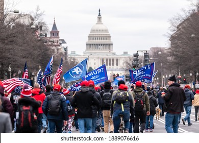 Trump Supporters were marching to Capitol Hill on January 6th in 2021 in Washington DC, USA.