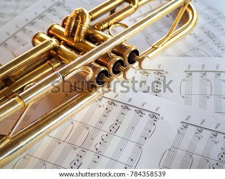 trumpet on sheet music 