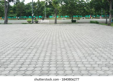 Truncated Square Tiling Pattern Of Paver Brick Floor Or Block Paving. Construction Or Lay On Ground At Outdoor Use For Road, Street, Pavement, Sidewalk, Floor, Path, Footpath, Walkway And Patio.