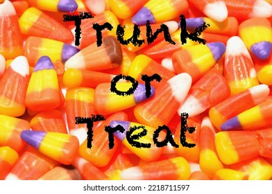 Trunk Or Treat Concept, The New Style Of Trick Or Treating From The Trunk Of Parents Cars.