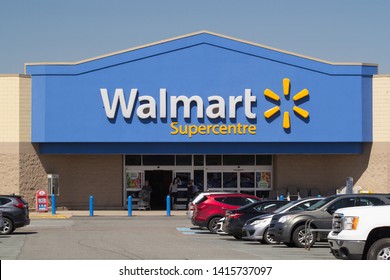 Truro, Canada - June 04, 2019: Walmart storefront. Walmart is an American corporation with chains of department and warehouse stores. There are more than 11,000 stores in 27 countries.