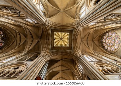 Truro. Cornwall. United Kingdom. February 20th 2020. View of the ceiling inside Truro cathedral in Cornwall