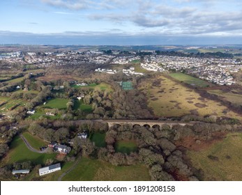 Truro To Falmouth Train Line And Aerial View Of Truro Cornwall England Uk 