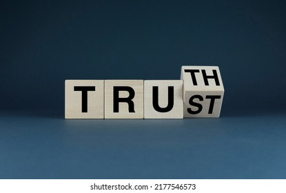 Trust to Truth. Cubes form the words Trust to Truth. Business concept based on trusting business relationships and partnerships - Shutterstock ID 2177546573