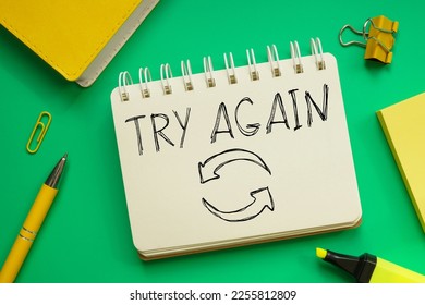 Try again is shown using a text