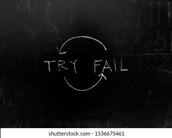 Try and Fail Iteration Handwritten on Blackboard 