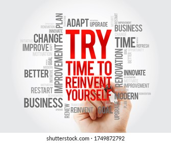 TRY - Time To Reinvent Yourself Word Cloud, Business Concept Background