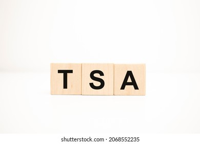 Tsa Concept On Wooden Cubes. Business Concept