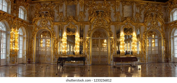 Tsarskoye Selo (Pushkin), St. Petersburg, Russia, October 27, 2018: Interior of the Catherine Palace.