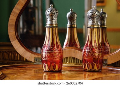 Tsarskoye Selo, Russia - 05 March 2015 : Perfume bottle at Tsarskoye Selo Pushkin Palace near Saint Petersburg