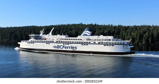 Tsawwassen British Columbia - June 27, 2021 - The Spirit of Vancouver Island, an S-class ferry, part of the BC Ferries fleet serving a route between Swartz Bay - Tsawwassen through Juan de Fuca.