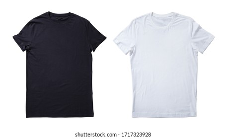 T-shirt design fashion concept, blank black and white t-shirt, shirt front isolated. Mock up for sublimation. - Shutterstock ID 1717323928