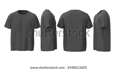 Tshirt front back and side view dark ash  color for man